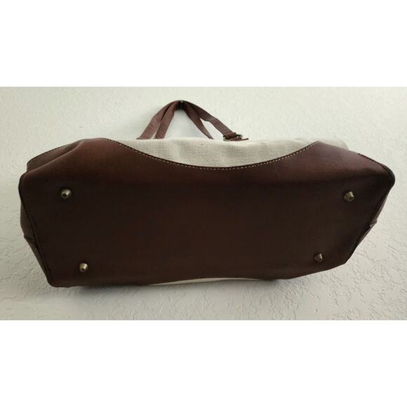 PURSE-COLDWATER CREEK-Beige-Faux Brown Leather-Short Shoulder Strap-Snap Closure - Picture 7 of 16